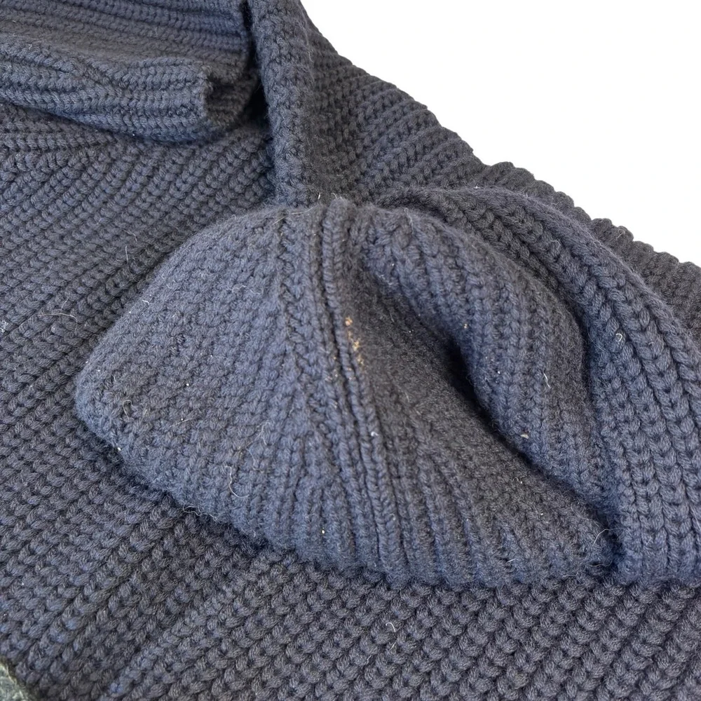 VTG 90s Polo Ralph Lauren Toggle Hooded Knit Long Trench Wool Sweater Jacket‎ XL